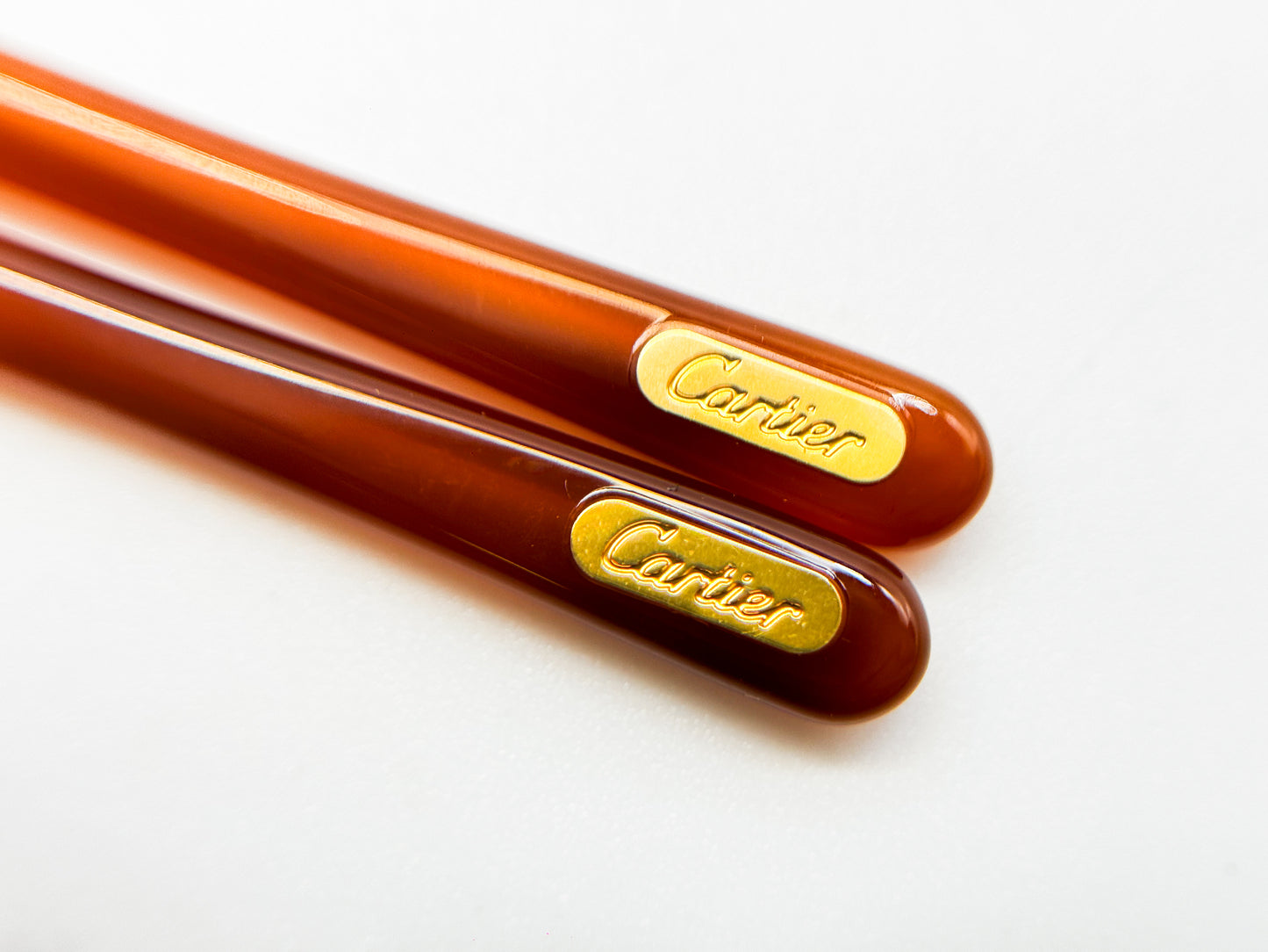 Cartier Eyeglass Temple Tips – Amber Acetate Replacement Pair