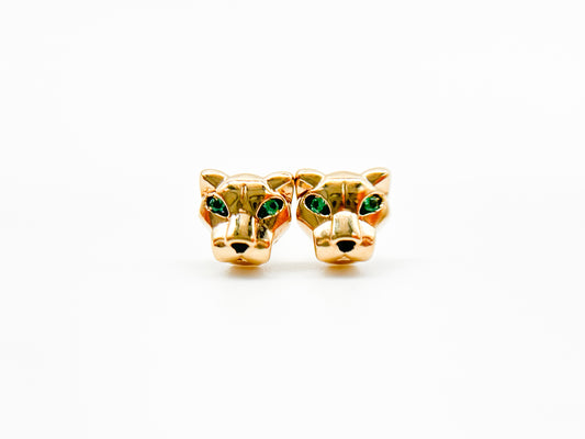 Gold Panther Screw-Back Stud Earrings – Unisex | Hypoallergenic