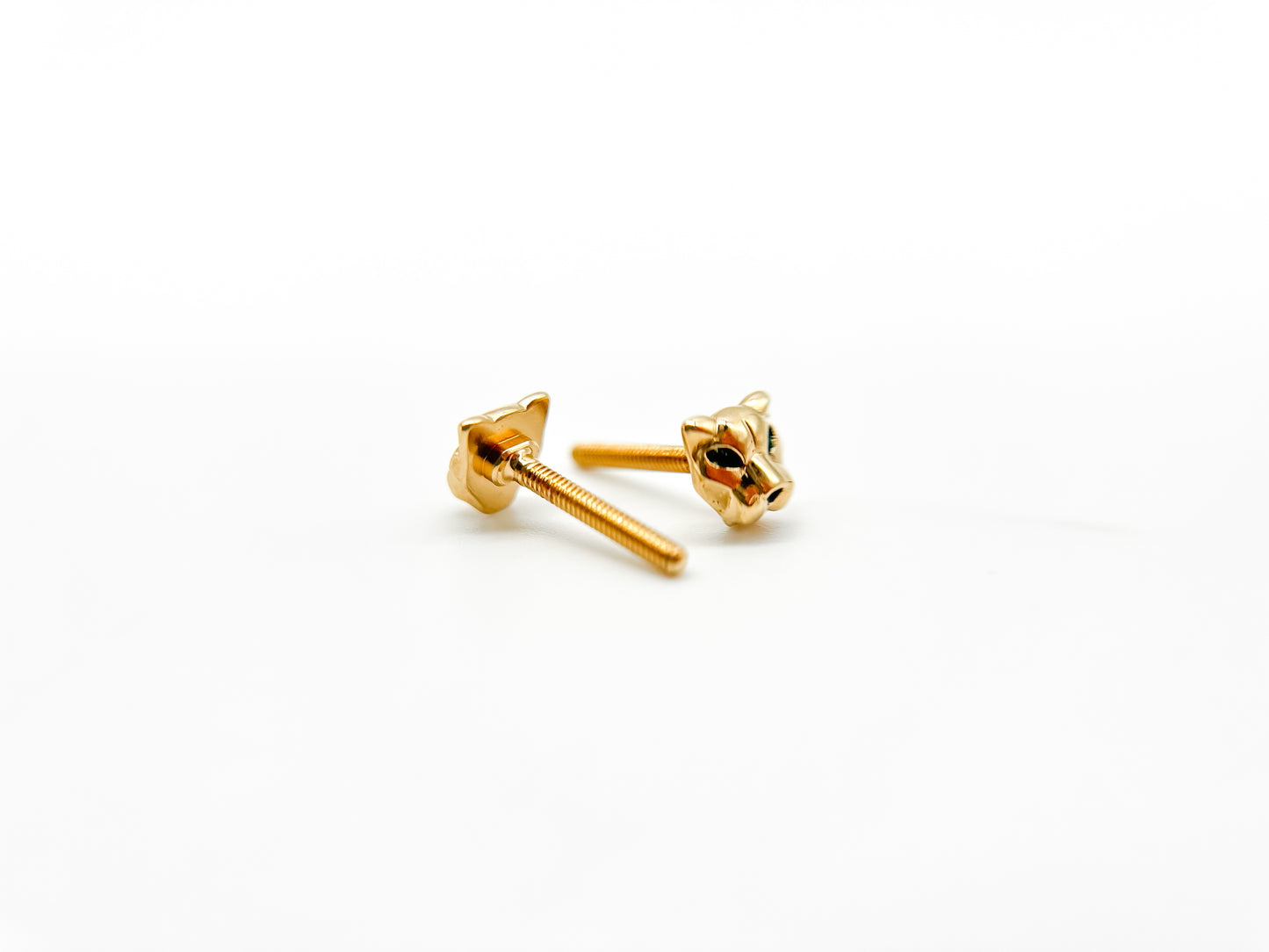 Gold Panther Screw-Back Stud Earrings – Unisex | Hypoallergenic