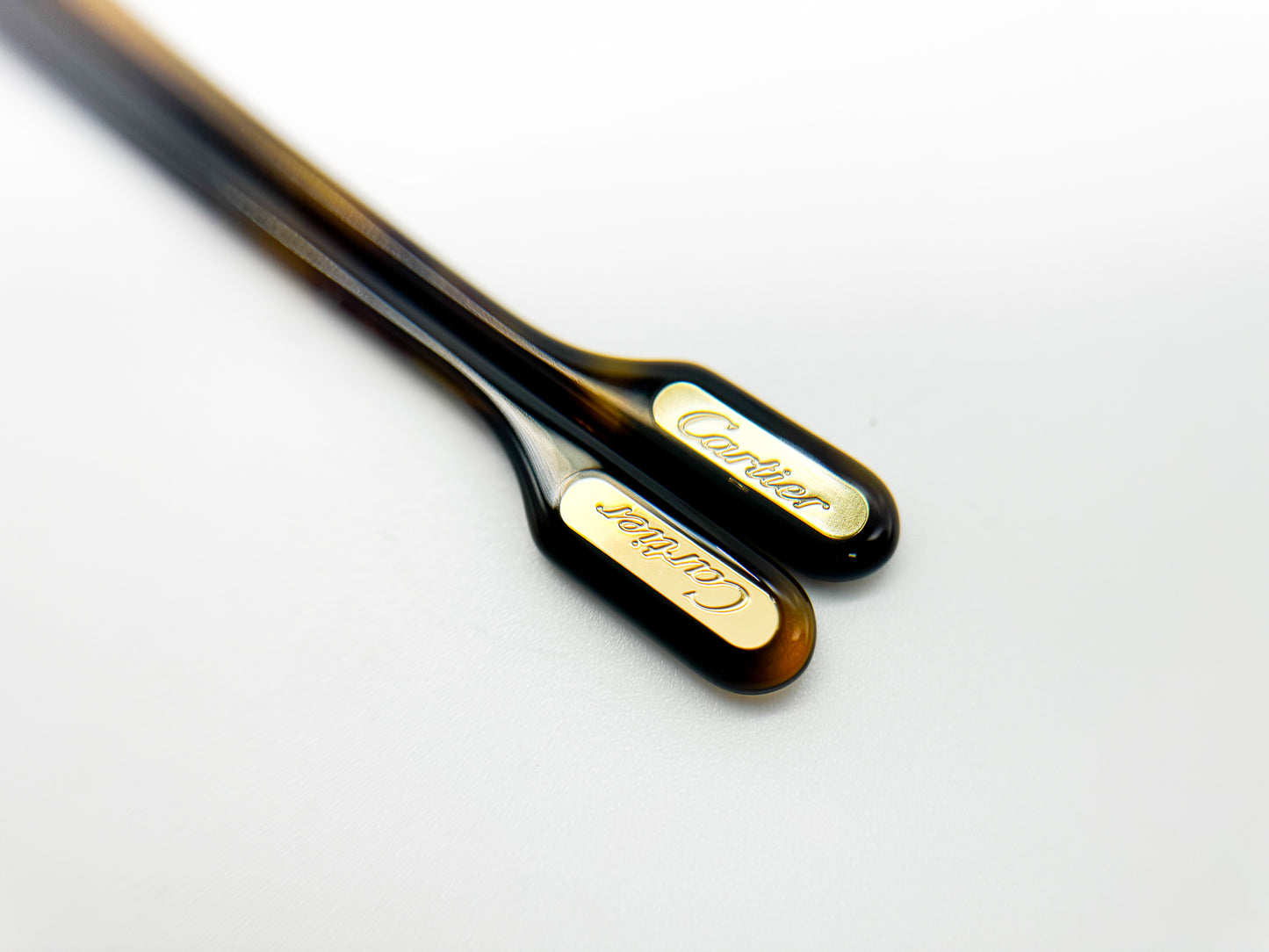 Cartier Temple Tips – Tortoise Shell Acetate with Gold Logo