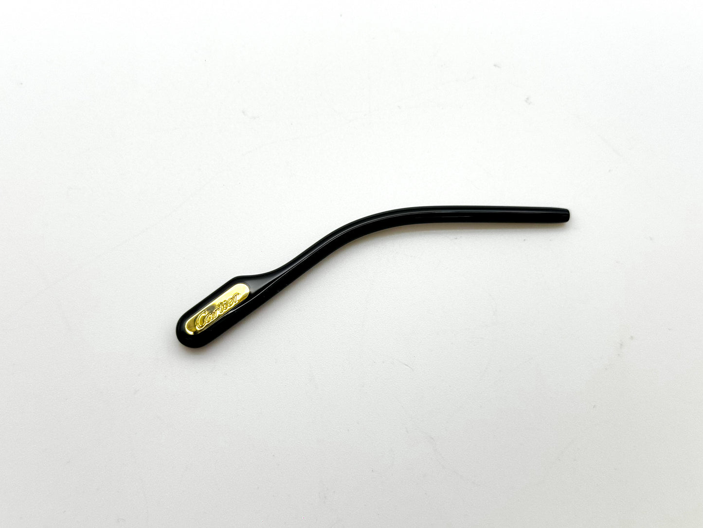 Cartier Eyeglass Temple Tip – Black Acetate with Gold Logo (Single Piece)