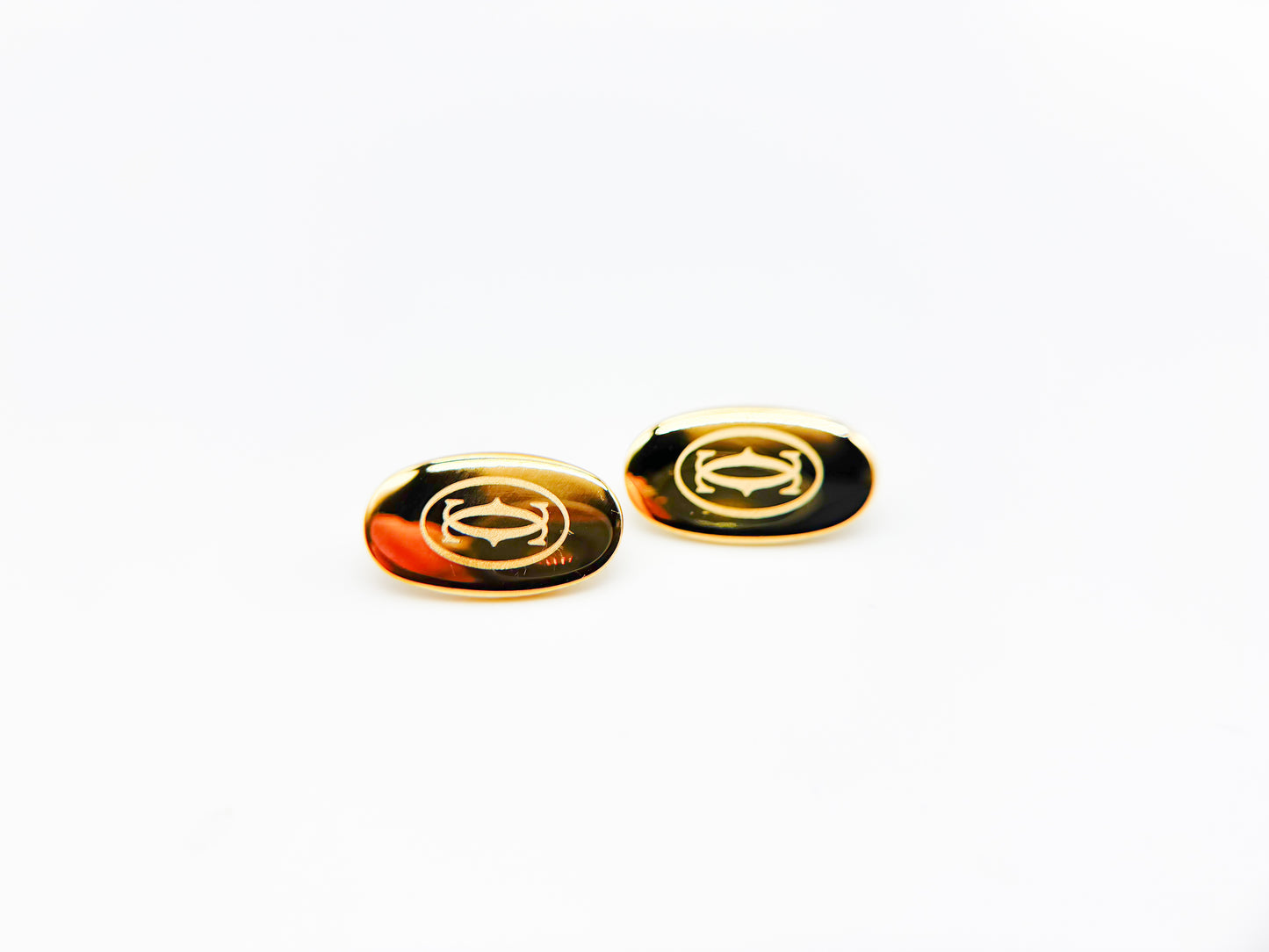 Cartier Logo Medallions – Gold/Black (2 pcs, Oval Emblem Inserts)