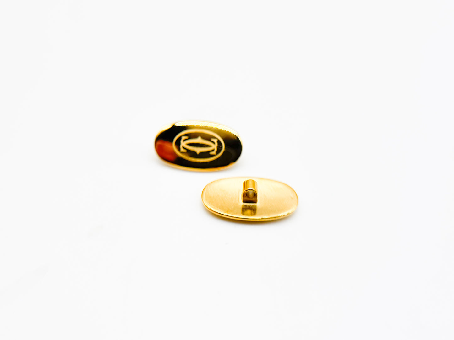 Cartier Logo Medallions – Gold/Black (2 pcs, Oval Emblem Inserts)